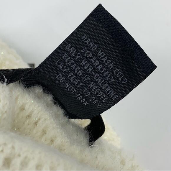 Steve Madden Lurex Zig Zag Tech Touch Ivory Metallic Knit Gloves One Size - Picture 3 of 7